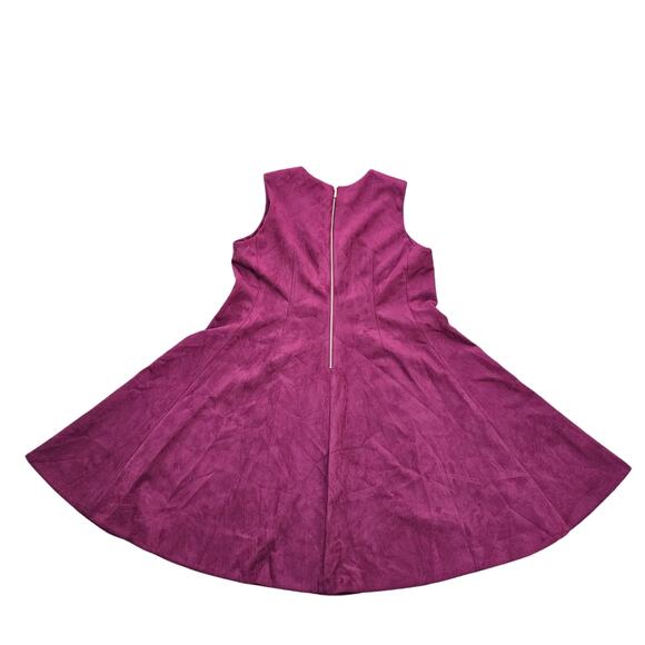 Faux Suede Dress Calvin Klein Plus 18W Burgundy Stretch Scuba Sleeveless Flare - Picture 7 of 8